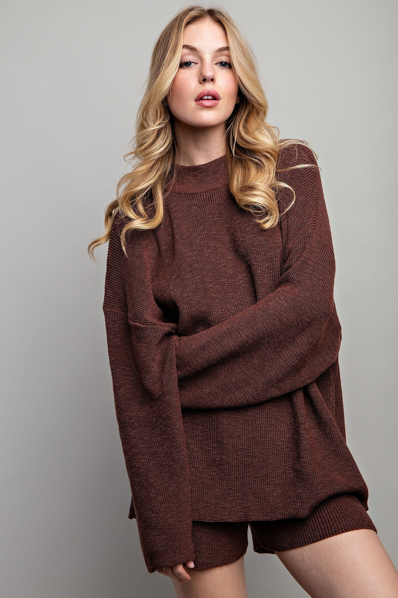 Brown Sweater and Short Set | PinkBlush Maternity