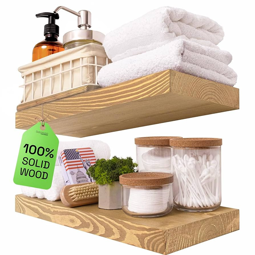 BAOBAB WORKSHOP Natural Wood Floating Shelves for Wall 16 inch - Floating Wall Shelves for Kitche... | Amazon (US)