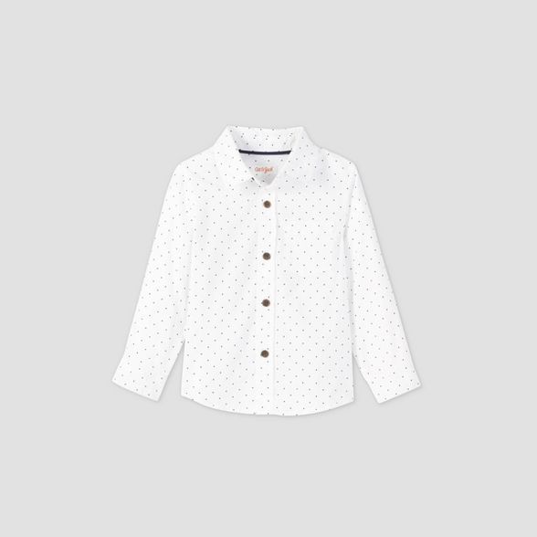 Toddler Boys' Long Sleeve Polka Dot Woven Button-Down Shirt - Cat & Jack™ White | Target