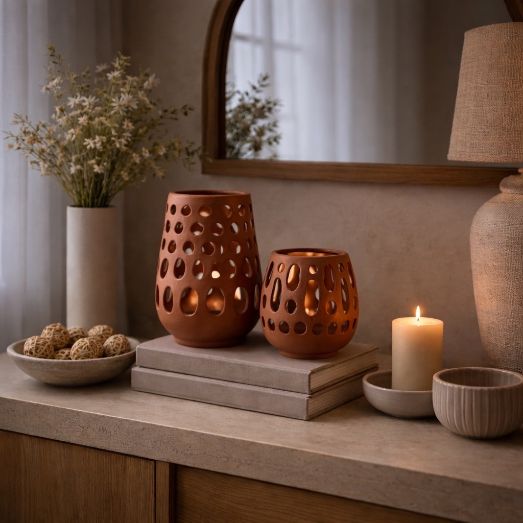 Moody + neutral home styling 🤎

These terracotta lanterns add the prettiest warm glow and texture to any console or shelf. Linking my favorites in LTK! 

#ltkhome #neutraldecor #cozycorners #homeinspo #moodyhome #targethome #walmartfinds #homestyling #modernneutral #entrywaydecor

#LTKHome #LTKU