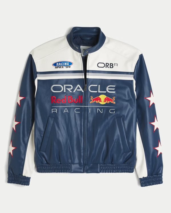 Men's Oracle Red Bull Racing Graphic Faux Leather Jacket | Men's Jackets & Coats | HollisterCo.co... | Hollister (US)