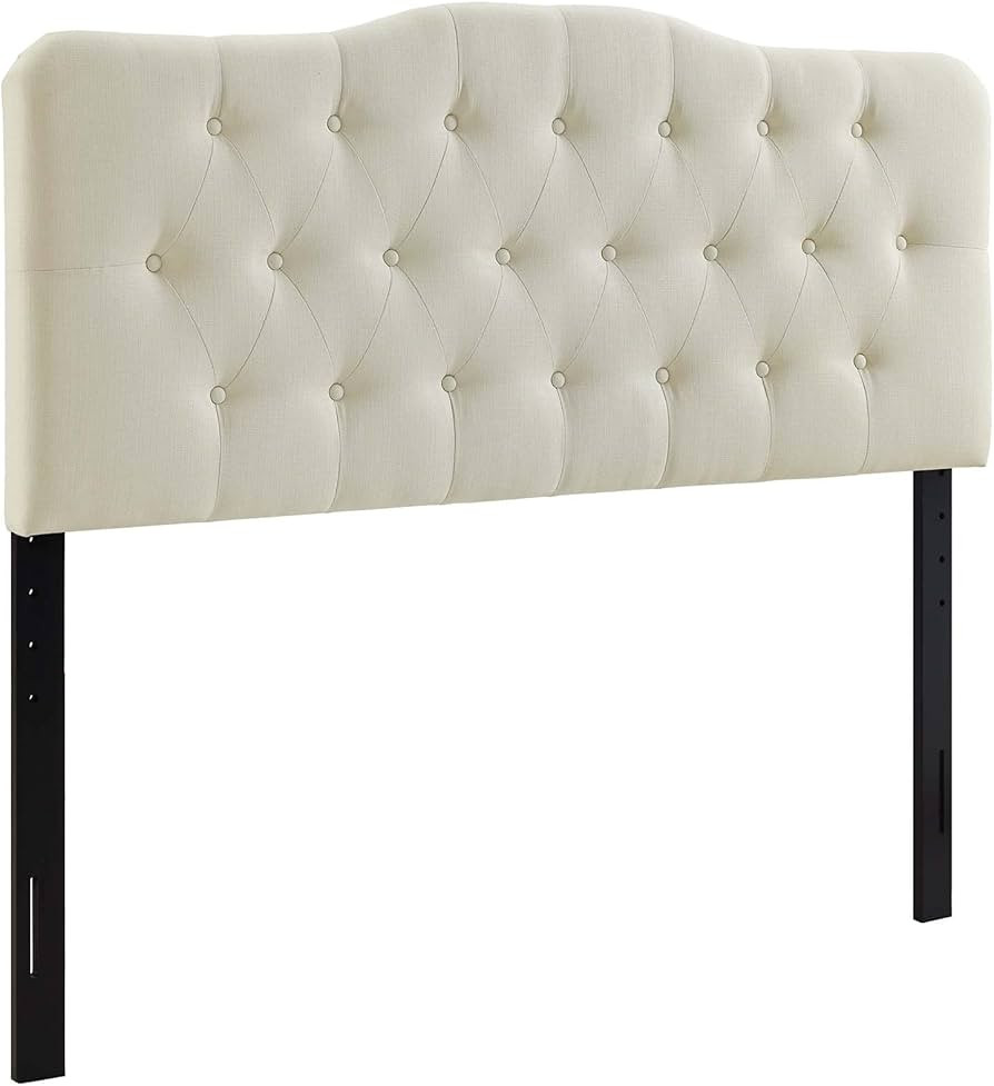 Modway Annabel Tufted Button Linen Fabric Upholstered Queen Headboard in Ivory | Amazon (US)