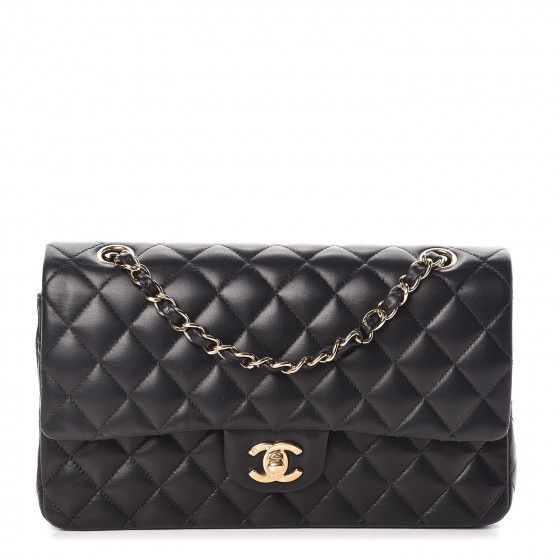 CHANEL Lambskin Quilted Medium Double Flap Black | Fashionphile