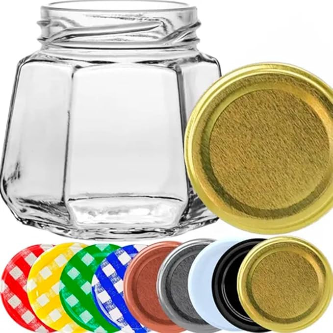 Kit 8 Potes Vidro Sextavado 230ml Geleia Tempero Pimenta Condimentos Decoração Vedação (Tampa... | Amazon (BR)