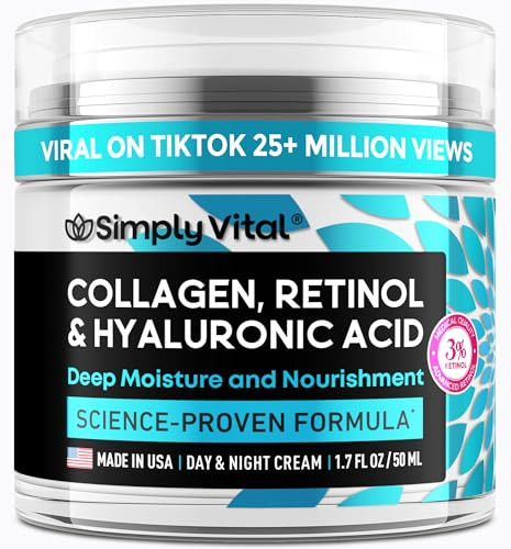 SimplyVital Face Moisturizer Collagen Cream - Anti Aging Neck and Décolleté - Made in USA Day & Night Face Cream - Moisturizing, Lifting & Recovery – 1.7oz | Amazon (US)