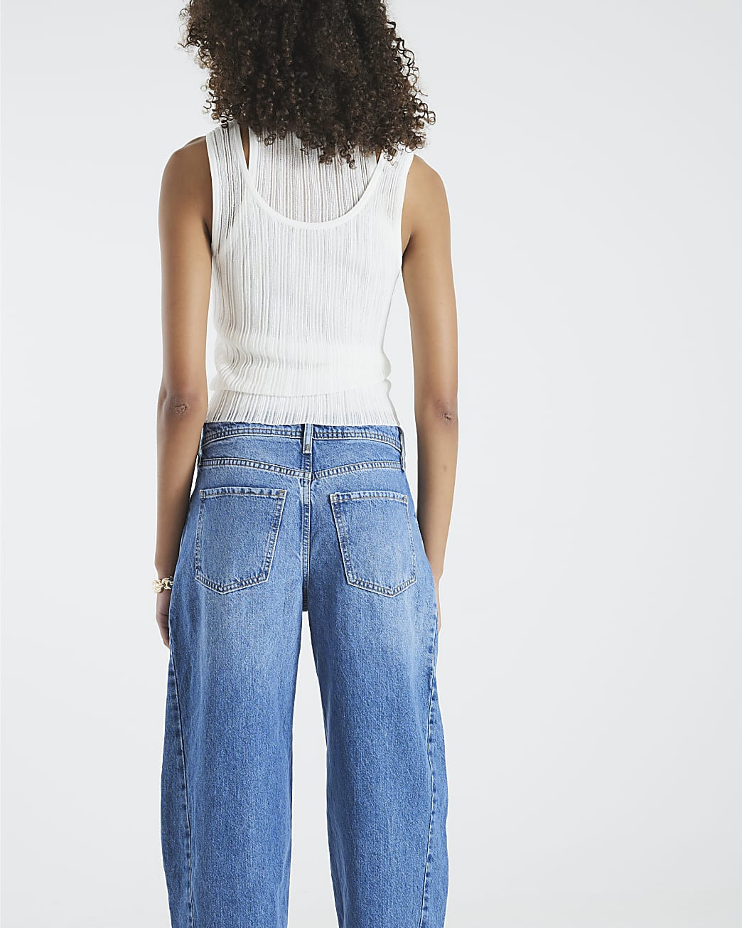 Blue Seamed Barrel Leg Jeans | River Island UK & IE