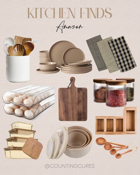 Spice up your kitchen game with these essentials: dinnerware set, hand towels, egg tray organizer, baking bowls, wooden cutting board, and more!
#amazonhome #kitchenfinds #organizationhacks #cookware

#LTKSeasonal #LTKhome #LTKstyletip