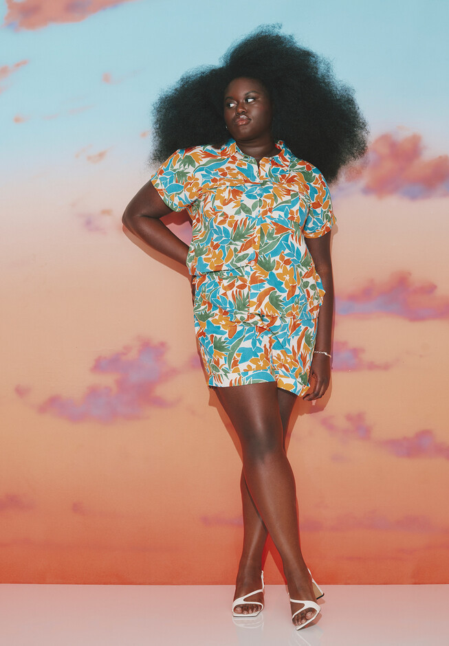 High Waisted Print Short | Eloquii