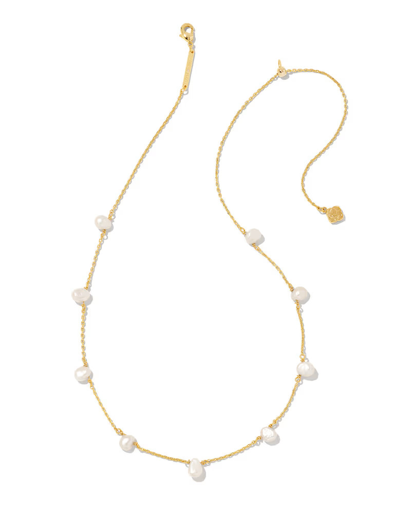 Leighton Gold Pearl Strand Necklace in White Pearl | Kendra Scott
