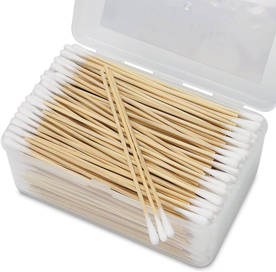 500PCS 6" Cotton Swabs in Storage Box - Long Cotton Swab with Wooden Sticks - Lint Free, Highly A... | Amazon (US)