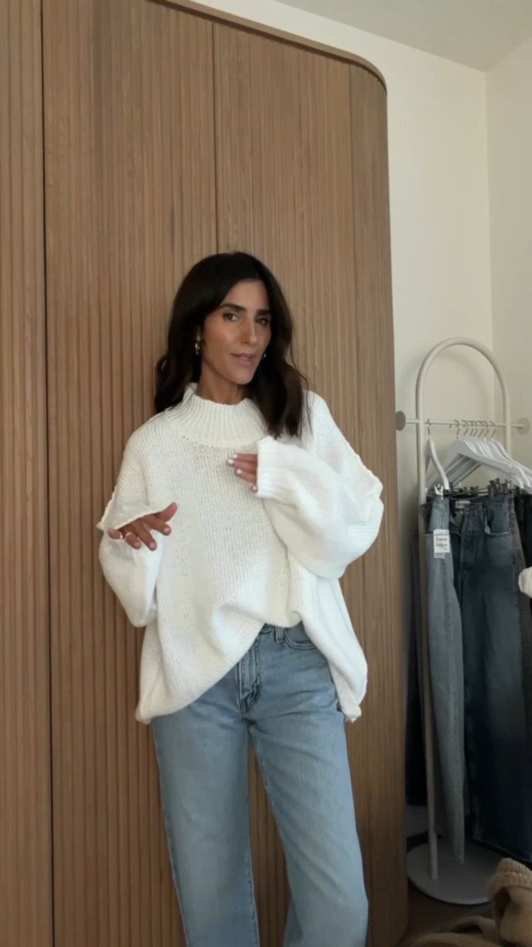 Love this naturally oversized from Amazon. I’m just shy of 5-7” wearing the size small and these jeans are also so good and run true to size #stylinbyaylin #aylin #amazon #sweater #jeans 

#LTKgrwm #LTKootd #LTKHoliday