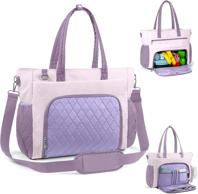 Lunch Tote Bag for Women, 15.6" Laptop Tote Bag with Insulated Lunch Compartment, for Office Work... | Amazon (US)