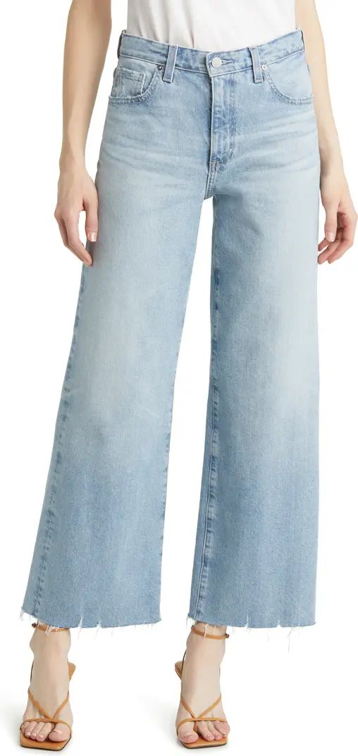 Saige Raw Hem High Waist Crop Wide Leg Jeans | Nordstrom
