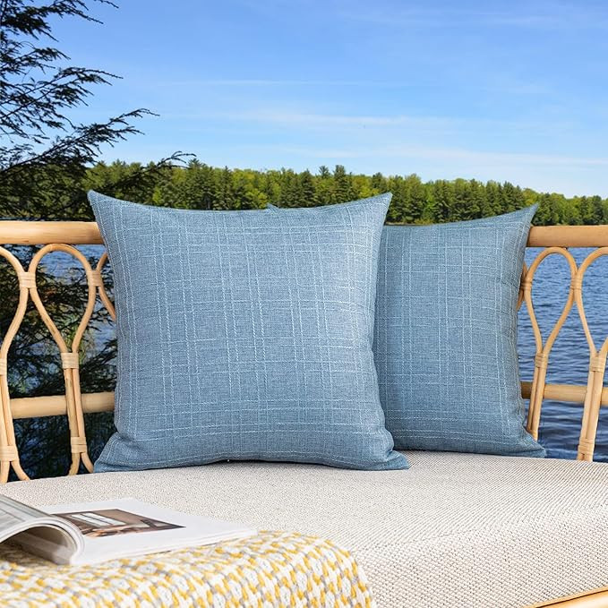 Kevin Textile Pack of 2 Decorative Outdoor Waterproof Checkered Pillow Covers Garden Cushion Sham... | Amazon (US)