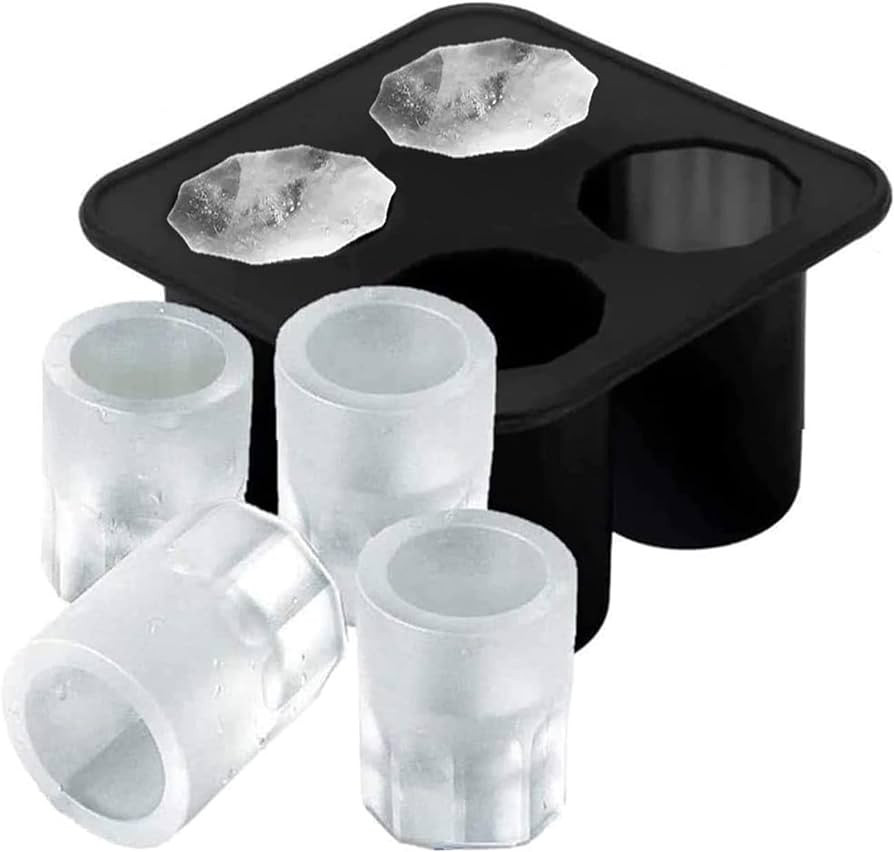 Silicone Shot Glass Ice Molds/Trays for Freezer with 4 Cavities, Reusable Whiskey Glass Ice Cubes... | Amazon (US)