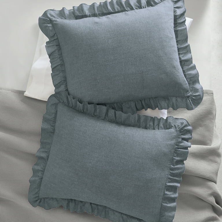 Better Homes and Gardens Chambray Blue Solid Cotton Pillow Sham, Standard (2 Count) - Walmart.com | Walmart (US)