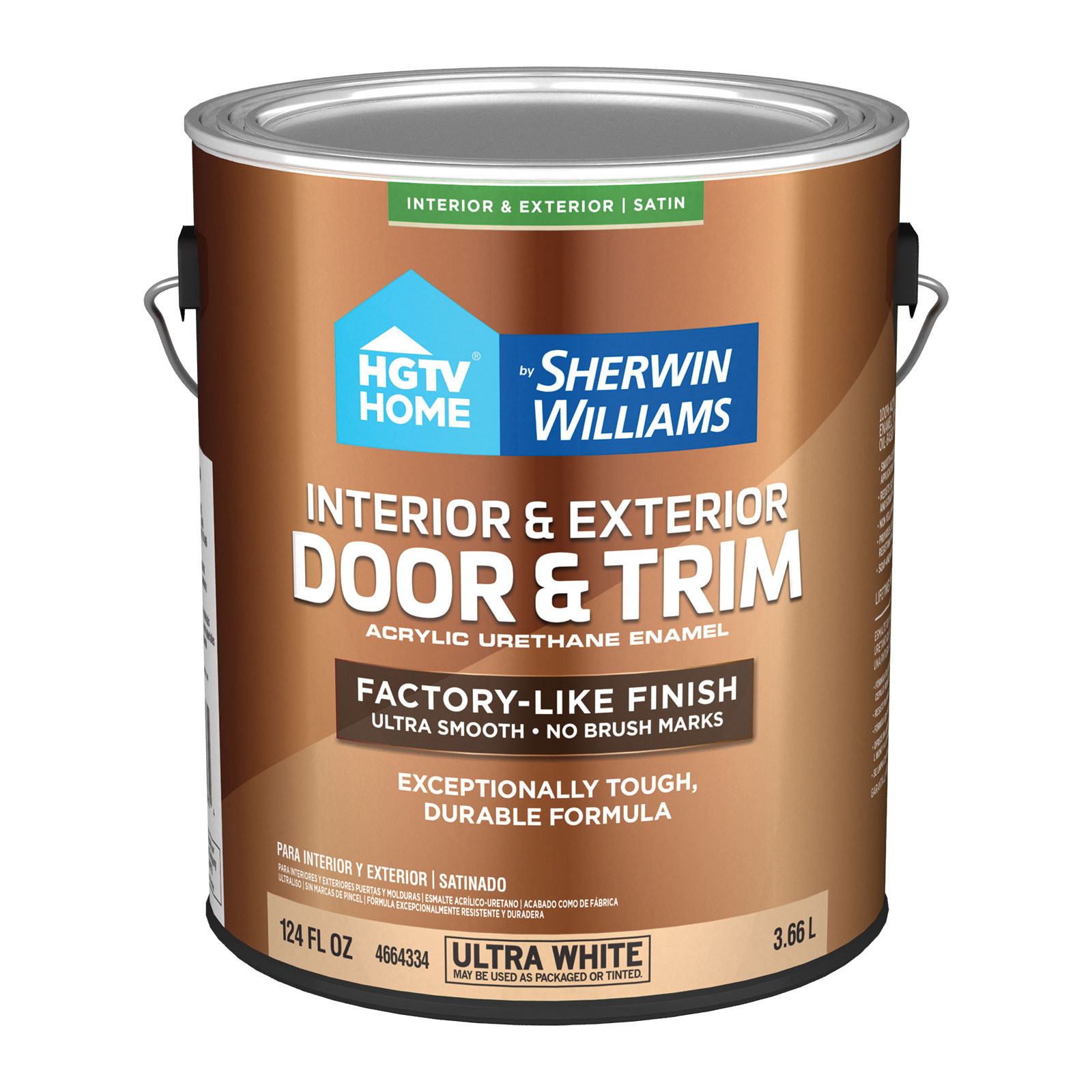 HGTV HOME by Sherwin-Williams Satin Ultra White Acrylic Interior/Exterior Door and Trim Paint ( 1... | Lowe's