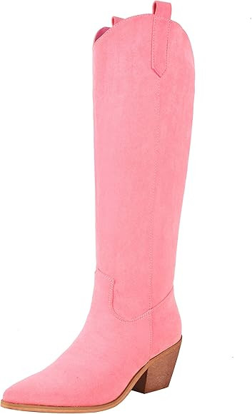 Reitoye Cowboy Boots for Women Embroidery Western Cowgirl Knee High Chunky Heel Boots with Pull-U... | Amazon (US)