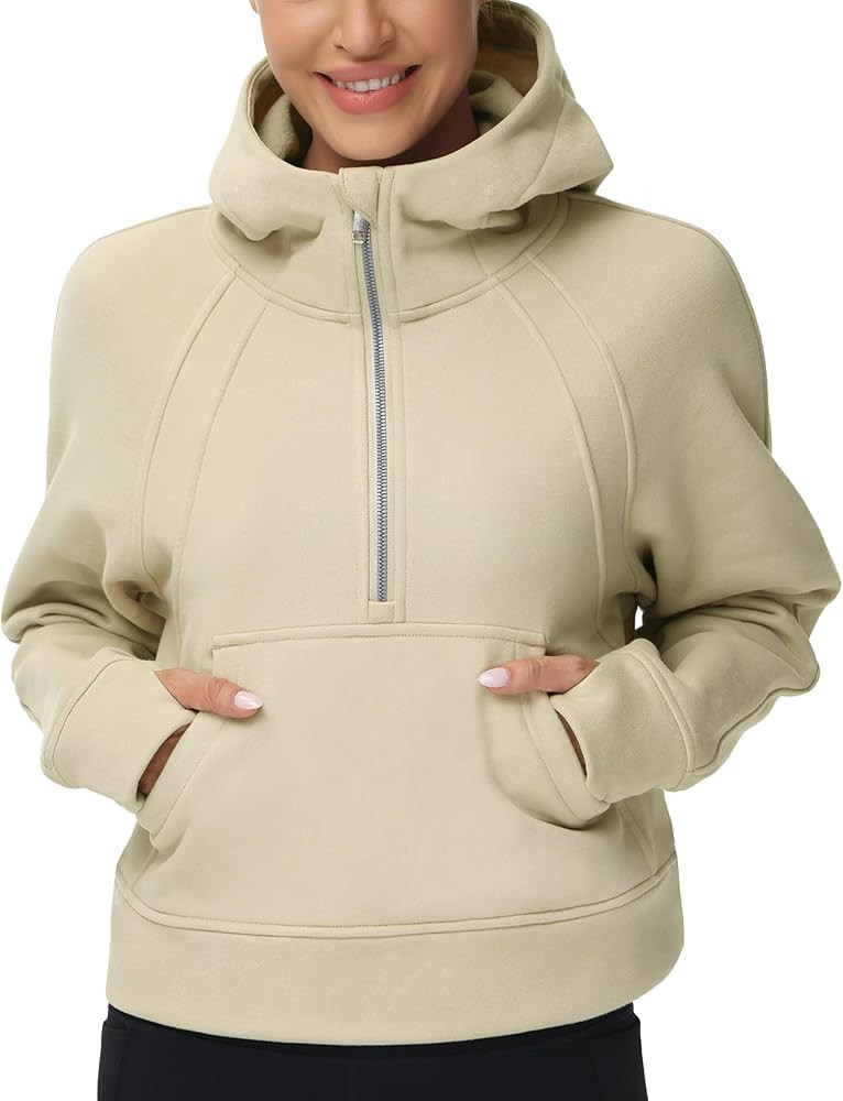THE GYM PEOPLE Womens' Hoodies Half Zip Long Sleeve Fleece Crop Pullover Sweatshirts with Pockets... | Amazon (US)
