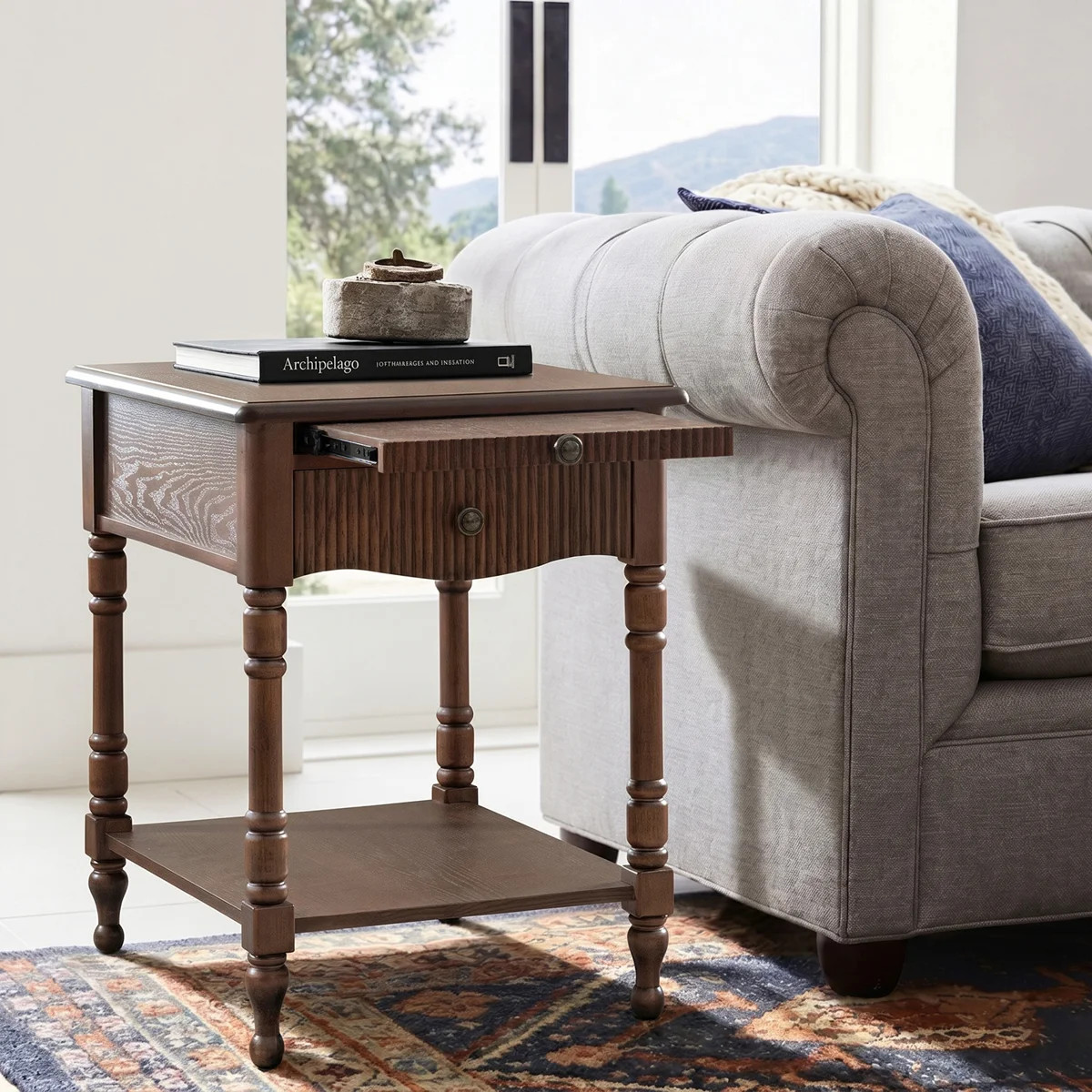 Falgout Transitional 20"W 26"Tall 1-Drawer End Table with Pull-out Tray and Solid Wood Legs | Wayfair North America