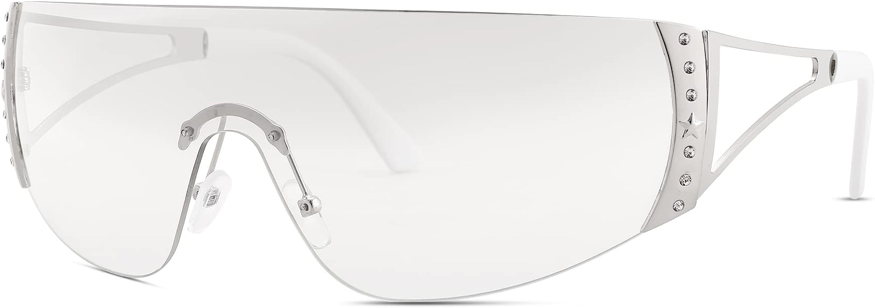 NULOOQ Wrap Around Y2K Sunglasses for Women Men,Trendy Star Futuristic Sexy Frameless Sun Glasses... | Amazon (US)