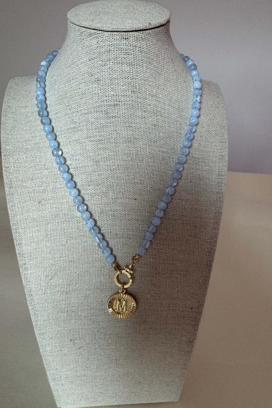 Captiva Beaded Charm Necklace, sky | Mimi Seabrook