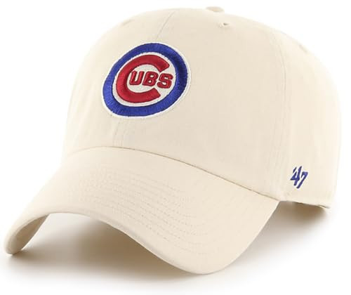 47 Brand MLB Natural Primary Logo Clean Up Adjustable Baseball Cap Hat, Adult One Size Fits All - Chicago Cubs Natural | Amazon (US)