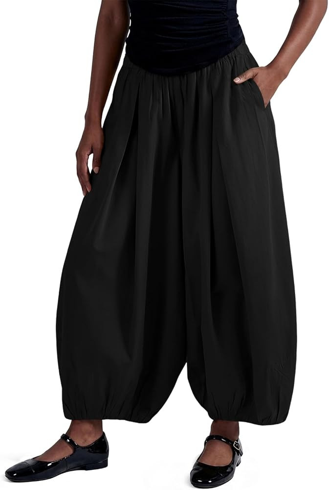 Fisoew Womens Wide Leg Balloon Pants Casual Barrel Elastic Waist Pleated Baggy Workout Sweat Pant... | Amazon (US)