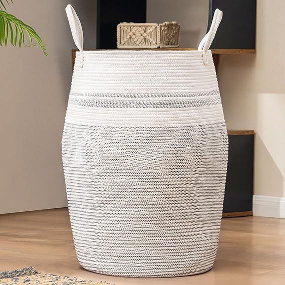 YOUDENOVA 105L Extra Large Woven Laundry Hamper Basket with Heavy Duty Cotton Rope Handles for Cl... | Amazon (US)