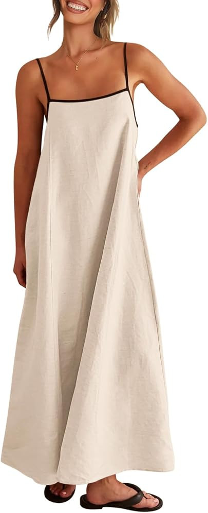 Shy Velvet Women's Linen Maxi Dress Spaghetti Strap Casual Boho Dress | Amazon (US)