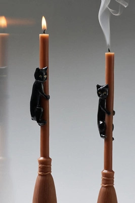 Cat on a Broom Shaped Wax Taper Candles, Set of 2 | Anthropologie (US)