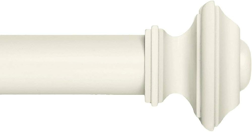 Ivilon Drapery Treatment Window Curtain Rod - Square Design 1 1/8 Rod. 120 to 240 Inch - Ivory/Wh... | Amazon (US)