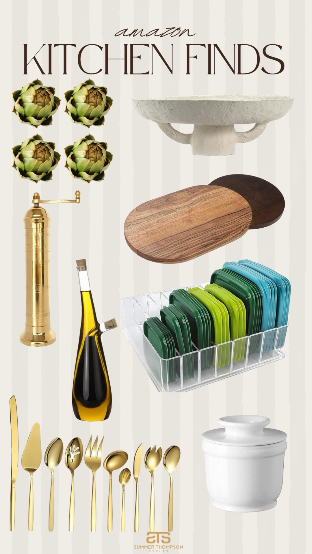 Love these kitchen finds! From serving utensils to decorative trays, they'll add a stylish touch to any kitchen.

Oil and vinegar home organization kitchen finds wooden boards modern home trending best sellers viral 

#LTKFindsUnder100 #LTKHome #LTKSeasonal