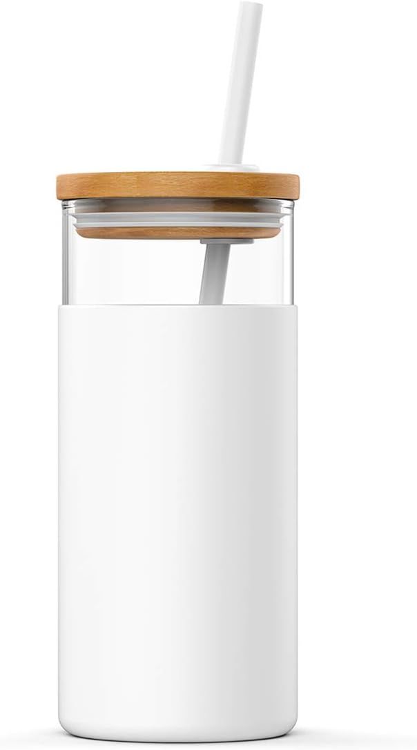 Tronco 20oz Glass Tumbler Straw Silicone Protective Sleeve Bamboo Lid - BPA Free | Amazon (US)