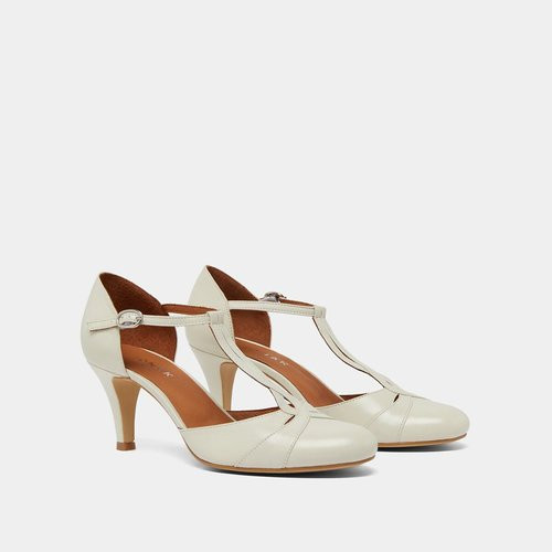 Vermeil Leather T-Bar Heels, Made in Europe | La Redoute (UK)