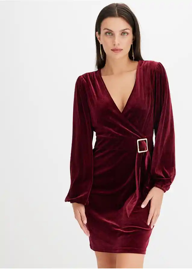 Minikleid aus softem Samt im Wickeloptik | Bonprix DE
