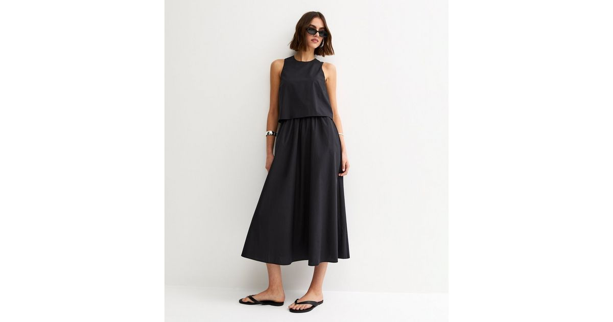 Black Layered Sleeveless Midi Dress | New Look | New Look (UK)