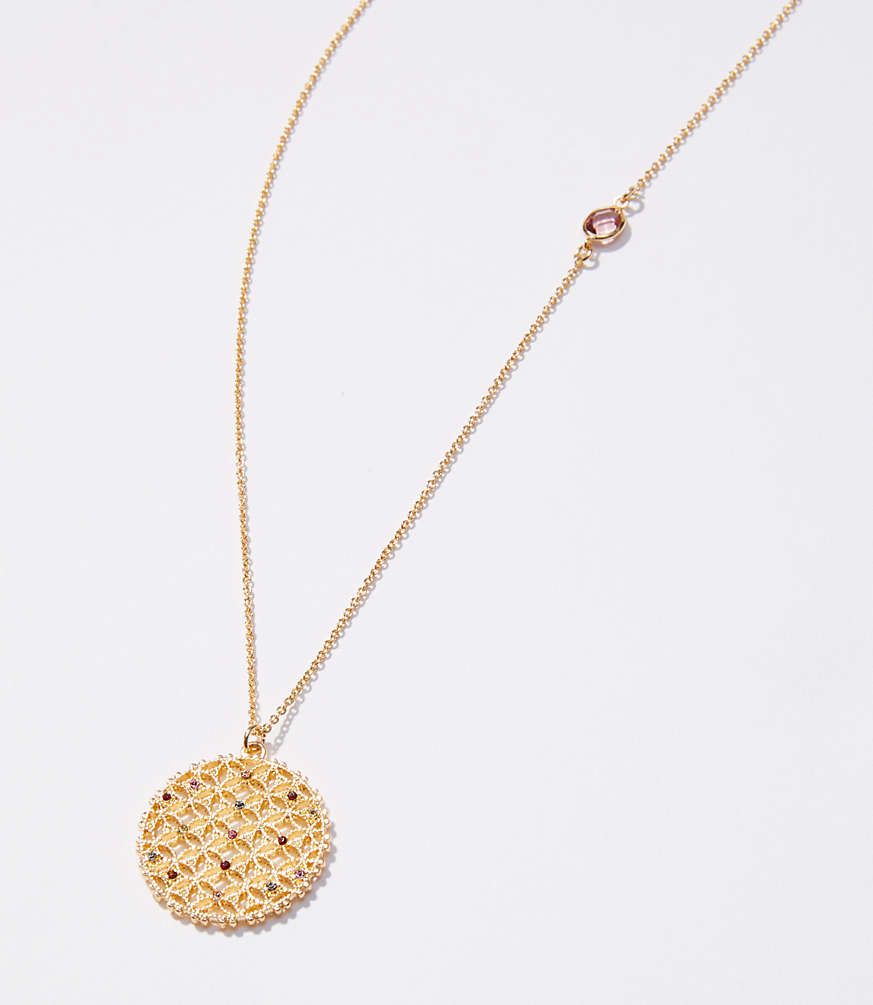 Crystal Filigree Pendant Necklace | LOFT