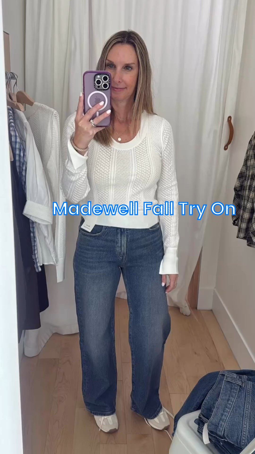 Madewell fall try on including petite jeans 
Sizing info as best as I can:
First sweater too Small
White blouse xxs
Plaid blouse top xs
Green plaid top xxs
Blue Sleeveless top xs
Blue & brown tops xs 
Short sleeve sweater top xs
Barn jacket xs (needed xxs)
Black dress xs
Brown dress xs
Jeans were:
Long line straight 26p
The perfect vintage Wide leg 26P
Dean easy straight 25P


#LTKxMadewell #LTKPetite