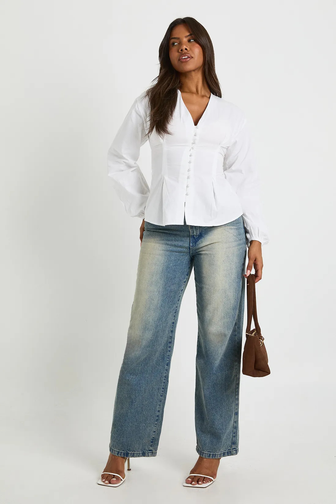 Cotton Poplin Button Down Blouse | Boohoo.com (UK & IE)