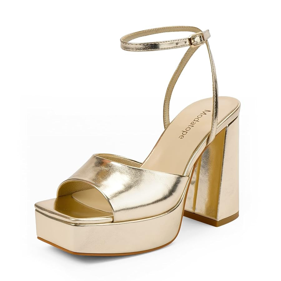 Modatope Platform Heels for Women Platform Sandals Womens Chunky Heel Open Toe Pumps Ankle Strap ... | Amazon (US)