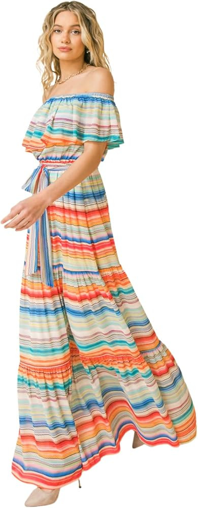 Halter Bohemian Floral Maxi Dress - Tropical Print Ethnic Print Keyhole Sundress | Amazon (US)