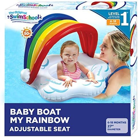 SwimSchool Rainbow Baby’s First Pool Float - 6-18 Months - Novelty Baby Boat with Adjustable Se... | Amazon (US)