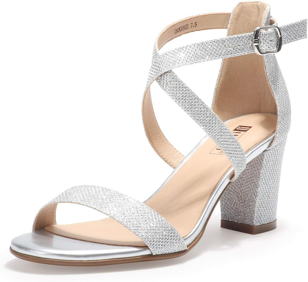 IDIFU Women's IN3 Grace Strappy Block Heels Sandals Comfy Open Toe Chunky Dress Wedding Shoes wit... | Amazon (US)