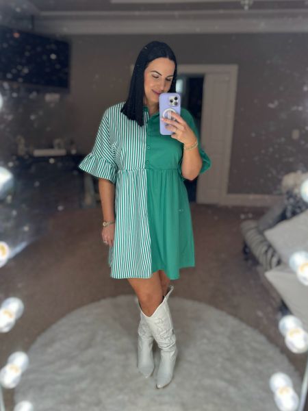 No pinches here 🍀The perfect church fit for today. Wearing a medium dress and size 8 boots. These boots are wide calf approved!

#LTKSeasonal #LTKfindsunder50 #LTKover40