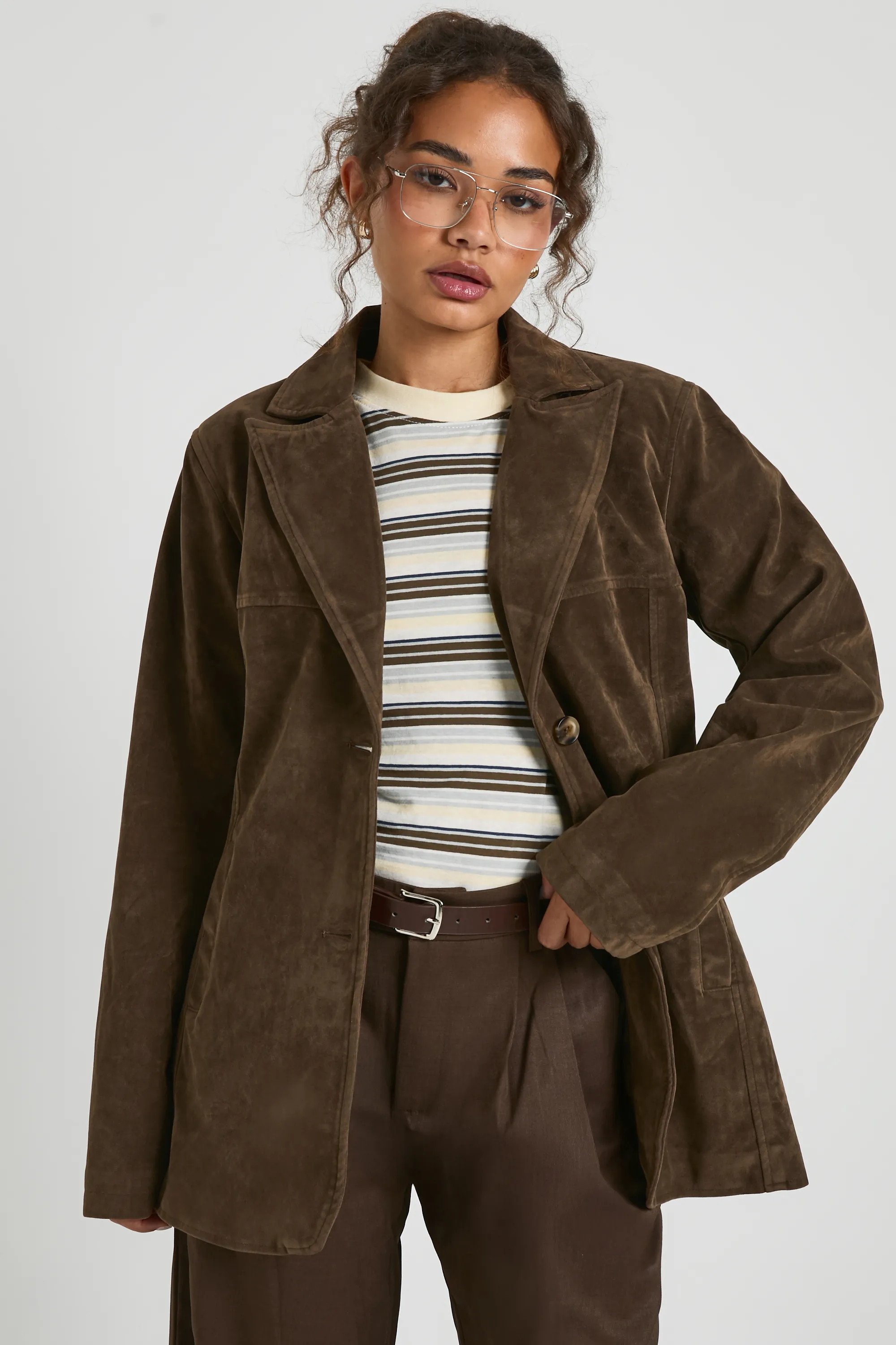 Suede Look Cinched Blazer | Boohoo.com (UK & IE)
