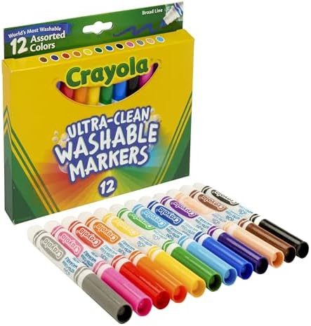 Crayola Broad Line Markers (12 Count), Washable Markers for Kids, Assorted Colors, Arts & Crafts ... | Amazon (US)