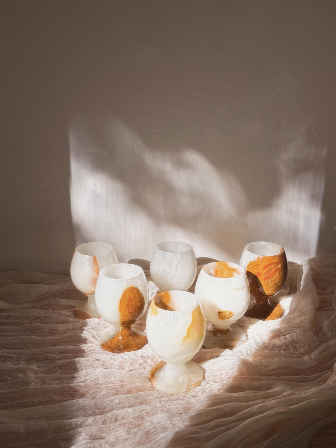 Vintage Agate Alabaster Marble Shot Goblets Hand Carved Set of 6 Rare Find Natural Marble - Etsy | Etsy (US)