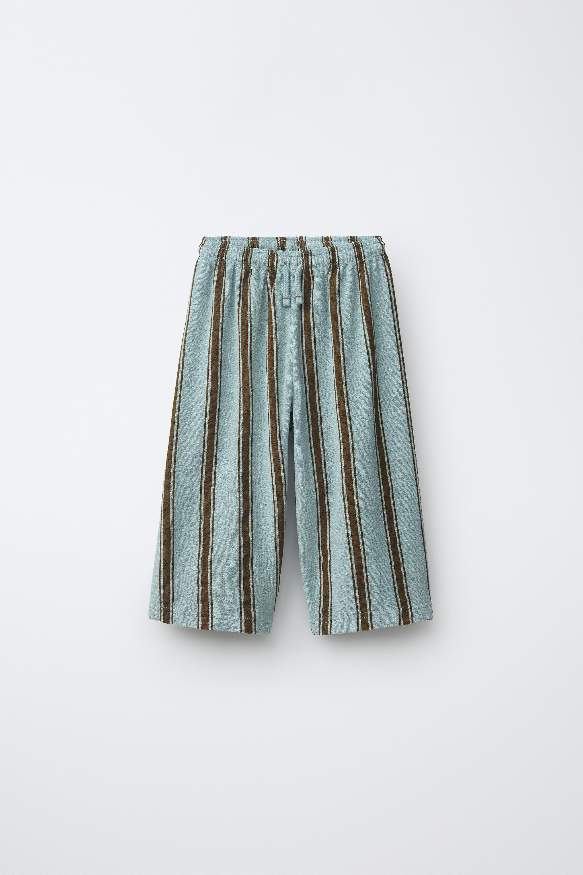 RELAXED TOWEL EFFECT STRIPED PANTS | Zara US