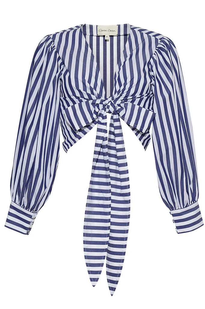 Angela Top in Stripe Navy Novelty | Over The Moon